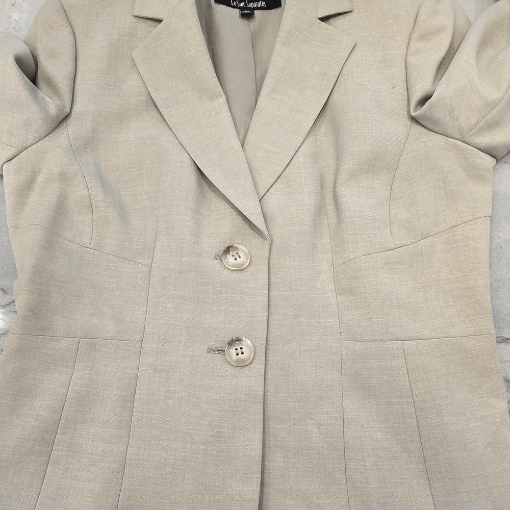 Le Suit Separates Beige Blazer Jacket 6P Petite 2-Button Career Washable - Picture 6 of 9